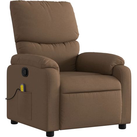Poltrona relax TV con funzione reclinabile manuale in tessuto marrone DEC027007