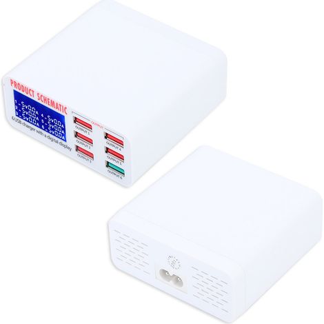 Chargeur USB 6 Ports Rapide Intelligent Universel pour Téléphone et Tablette (100-240V UE)