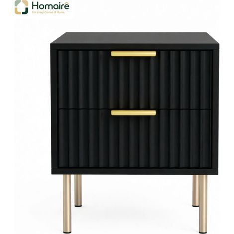 Beistelltisch aus Metall, Holzdekor und schwarzer MDF-Spanplatte 40 x 39 x 48 cm HOMAIRE (1/5)