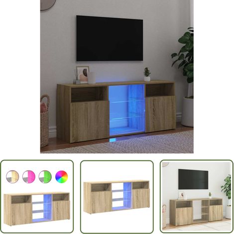 The Living Store TV-Schrank mit LED-Leuchten Sonoma-Eiche 120x30x50 cm - TV Schrank - Fernsehtisch - Regal - Wohnzimmer Dekoration - Smart Home (1/5)