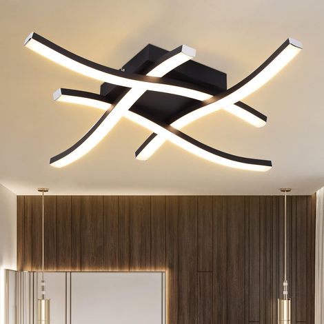Plafonnier LED, Applique design en forme de vague, Lustre LED à économie d'énergie, Suspension moderne, Lumière blanche chaude 3000K, 48 cm (1/5)
