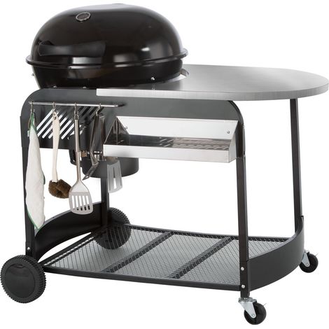 Mophorn 21 Zoll tragbarer Holzkohlegrill, Propangas-Kesselgrill mit Abdeckung und Wagen, robuster freistehender Räucherofen aus Eisen zum Kochen im Freien, Camping, Picknick, Garten, schwarz