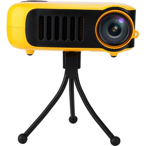 Mini vidéoprojecteur portable pour la maison, résolution HD 480 x 320, jaune, pour enfants, 100-240 V, UE (1/5)