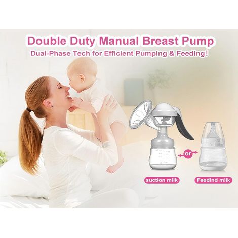 Tire-lait Manuel en Silicone 150 ml Sans BPA, Pompe Ergonomique Aspiration Réglable, Recueil Lait Portable pour Allaitement, Idéal Accessoire Voyage Maman
