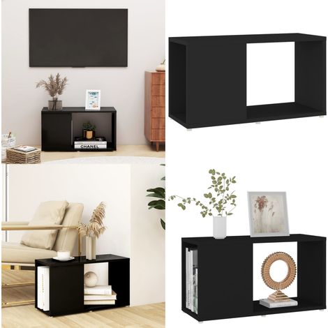 Meuble TV Noir 60x24x32 cm Bois d'ingénierie - Meubles Tv - Meuble Tv Noir - Meuble Rangement - Bibliothèque Murale - Support Tv - Home & Living (1/5)