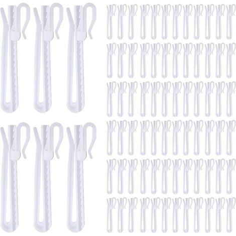 Confezione da 80 ganci per tende in plastica, ganci regolabili per pieghe, sistema a cricchetto per tende da finestra, porta e doccia (85 mm/3,35 pollici) (1/4)