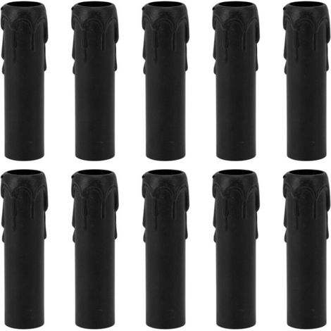 E14 Candle Holder Cover with Melted Wax Drip Design, Pack of 10, for Replacing and Decorating Chandeliers and Candelabras (Black) (1/5)