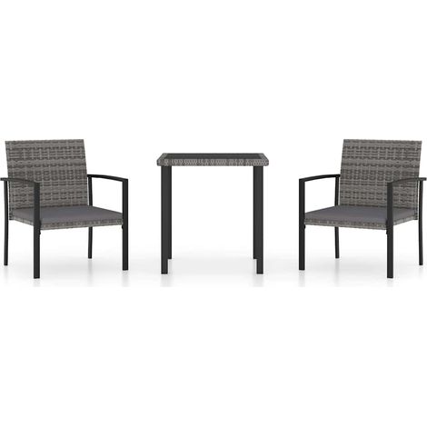 Ensemble repas de jardin 3 pcs Contemporain, Ensemble de salle à manger de jardin Résine tressée Gris OIB6288E (1/5)