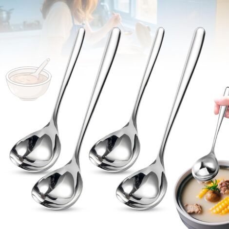 4 Pièces Cuillère à Soupe Inox, Petite Louche,Ustensiles De Cuisine Louches,Grandes Cuillères à Soupe De Service Utilisé Dans Les Restaurants Buffet Les Hôtels Les Pique-Niques Banquet (1/5)