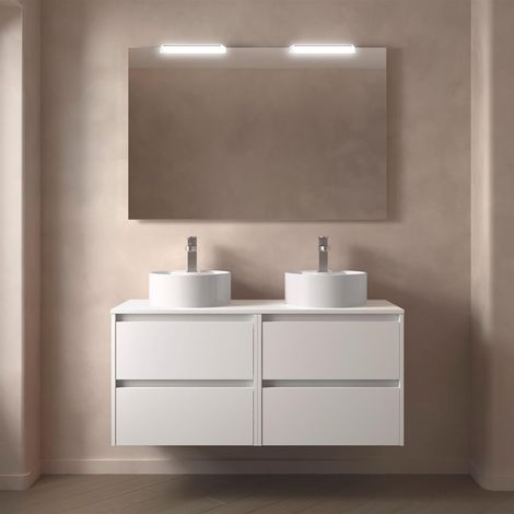 Badezimmermöbel BALTIC 1200 4 Schubladen WHITE SATIN + Waschtisch-Platte (1/2)