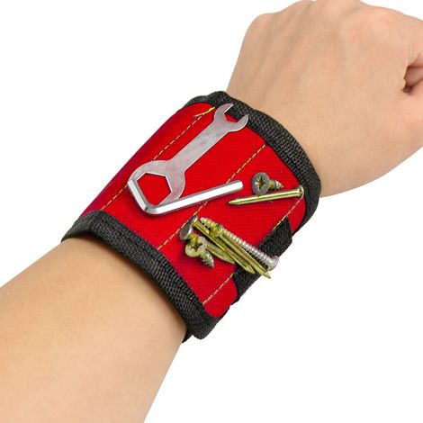 Braccialetto magnetico per utensili manuali, contenitore per viti e porta braccialetti