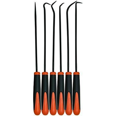 Dapetz ® 6PCs Extra Long Precision Hook and Pick Set, Chrome Vanadium Steel Shank, Hook and Lock Pick Set for Car O-Ring Oil Seal Puller/Gasket Remover/Separating Wires Removal Mechanic Tool (1/5)