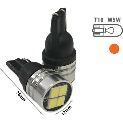 24V Lampada LED T10 W5W Arancione con 4 SMD 2835 Frontale No Polarità per Frecce Durata Garantita (1/3)