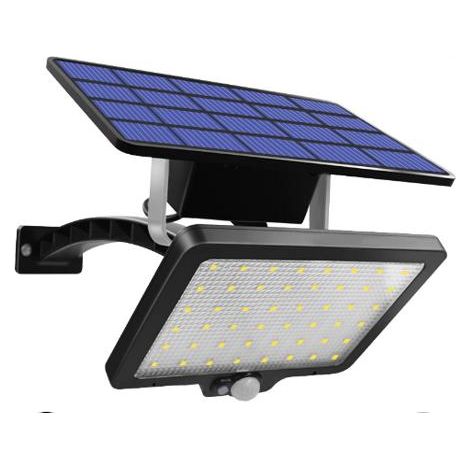 Aplique de pared exterior con energía solar, 48 LED, detector de movimiento y panel solar independiente (resistente al agua).