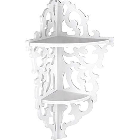 Étagère de rangement murale à 2 niveaux sculptée pour salle de bain et douche d'angle -- (1/5)