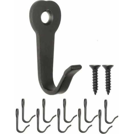 Crochet Pour Vestiaire - Fer Noir - Style Vintage Maison De Campagne - 39 x 22 mm - Lot De 10 Pièces (1/4)