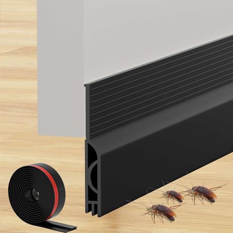 Bas de Porte Isolant 100 cm, Auto-Adhésif Boudin de Porte, Silicone Dessous de Porte Anti Froid Isolation Thermique, pour Porte D'entrée, Porte Interieur (100 x 5cm,Noir) (1/5)