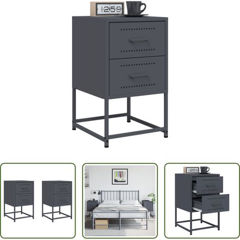 Meuble industriel - Tables de chevet 2 pcs anthracite 36x39x60,5 cm acier (1/5)
