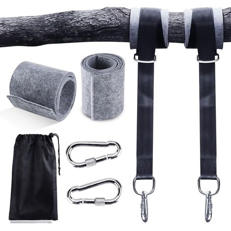 Cinghie per amaca, 2 confezioni da 2 cinghie per altalena appese da 150 cm, ultra resistenti con anello a D e cuscino più spesso, due moschettoni, carico massimo 500 kg per amaca e altalena da giardin (1/5)