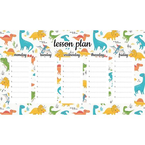 Magnetischer Unterrichtsplan für Kinder: Lächelnde Dinosaurier (30 x 17,5 cm)