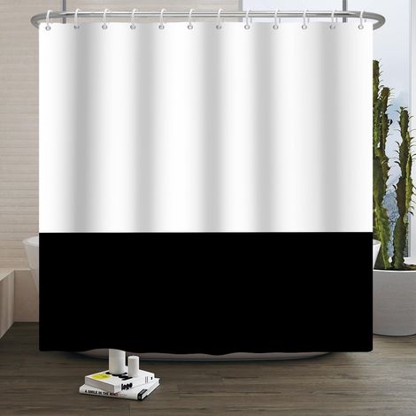 Rideau de Douche à Rayures Rideau de Douche Moderne à Rayures Blanches et Noires Ligne Moderne Rideau de Douche Abstrait géométrique Tissu imperméable et Lavable en Machine 180x200cm (1/5)