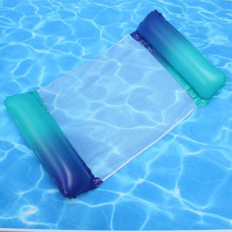 Sedia galleggiante gonfiabile con sfumatura blu-turchese (con pompa inclusa) – Comoda sedia galleggiante gonfiabile con rete rinfrescante, perfetta per piscina e lago. (1/5)