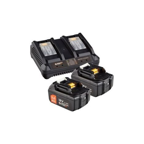 WS24  Kit  de  inicio  de  batería  18  V  /  2x  5,0  Ah  batería  +  cargador  rápido  doble