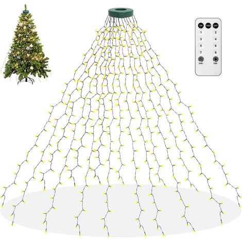 Guirlande Fil Cuivre Lumineuse 2m 400LED Guirlande Blanc Chaud 8 Modes Guirlande LED pour Lumière D'arbre de Noël de 1.5-2.4 m (1/5)