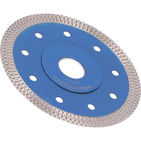 Disque diamant 115mm meuleuse à bride, coupe carrelage céramique et porcelaine, lame ondes, bleu, pour meulage et découpe précise (1/5)