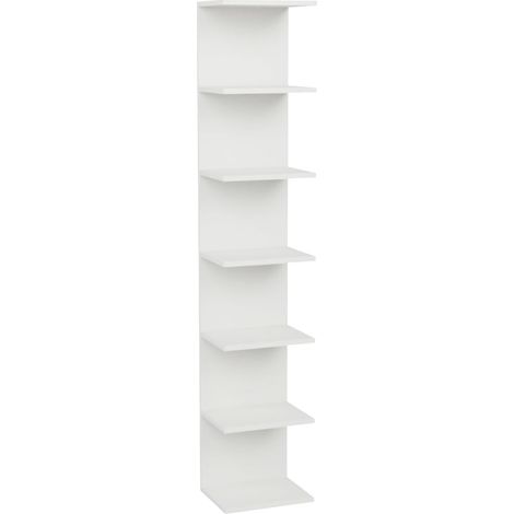 Étagère Murale bibliothèque, étagère fixée au Mur, étagères flottantes, étagères de Rangement pour la Chambre, Le Salon, la Salle de Bain, la Cuisine, Le Bureau, 7 étagères, Blanc (1/4)