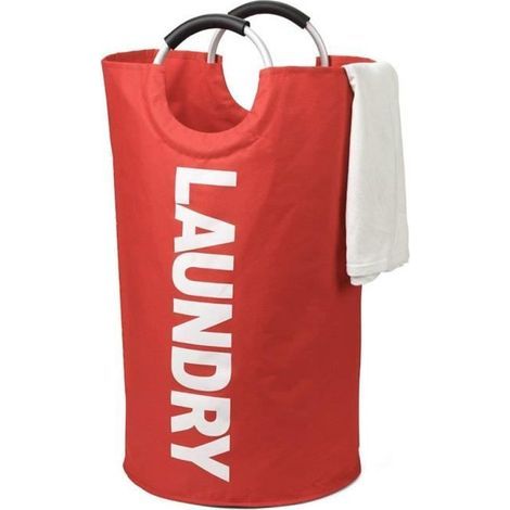 Foldable storage basket in waterproof ramie-cotton fabric, size L, red color. (1/4)