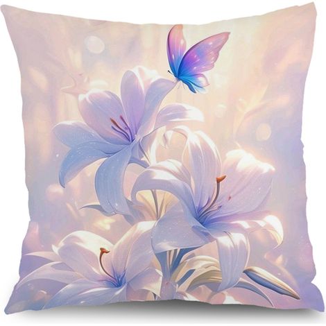 Housse de coussin patio floral, décoration canapé extérieur élégant,40×40cm (1/5)