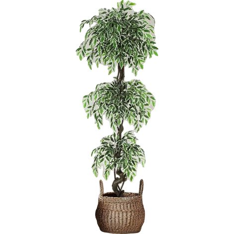 Ficus artificial, 180 cm de altura, material PE, para uso interior, estilo árbol, para colocar en el suelo. (1/5)