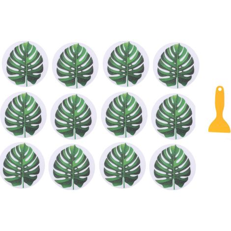 12 pegatinas antideslizantes con estampado de hojas para duchas, bañeras, piscinas, escaleras, etc. (1/5)