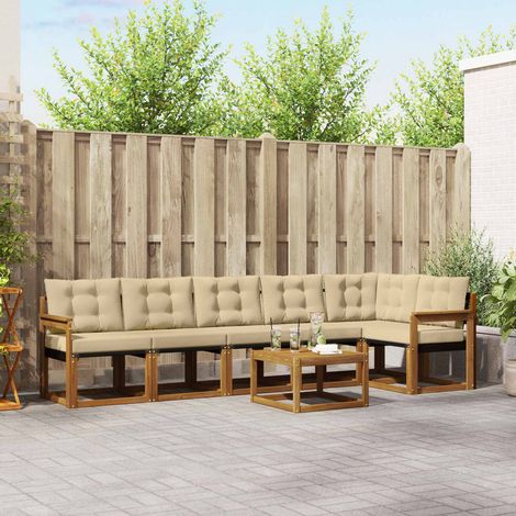 vidaXL Outdoor-Sofagarnitur mit Kissen 7 pcs Natur und Beige (1/5)