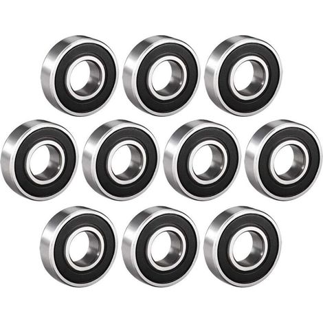 10 Pcs Roulements à Billes Durable en Acier Multi-Usage Durable Etanche Rainure Profonde 6001-2RS Roulements à Billes (12x28x8mm) (1/5)
