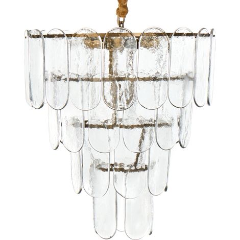 Lámpara de araña colgante glamurosa fabricada en vidrio metal y latón transparente ⌀ 48 cm Caraveli