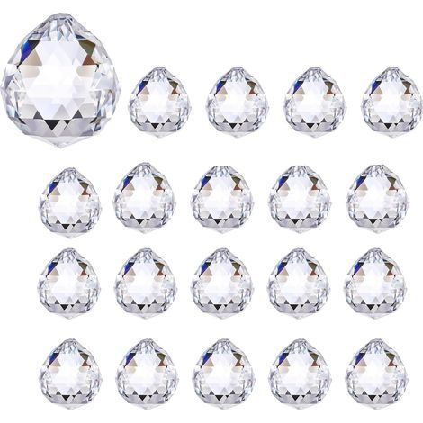 Palle di Cristallo, 20 Pezzi Acchiappa-Sole Trasparenti da 20 mm, Prismi Scintillanti da Appendere, Palla di Cristallo Chiara per Decorazione Finestre, Artigianato, Matrimonio, Decorazione (1/5)