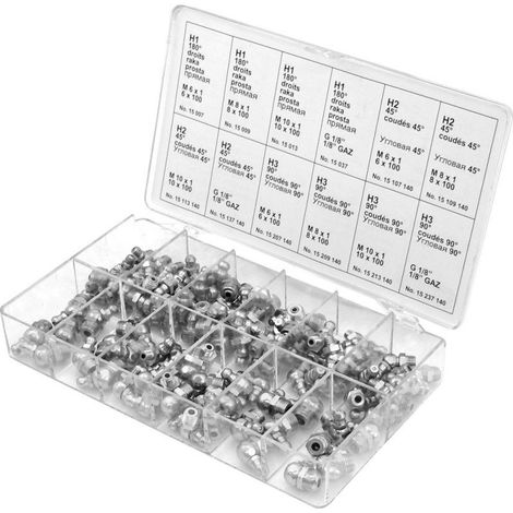 Pressol Set von 140 Schmiernippeln, behandelter Stahl DIN 71 412