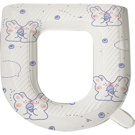 Housse de siège de toilette, Design imprimé de dessin animé, coussins rembourrés EVA en forme de O, accessoires de salle de bains (1/5)