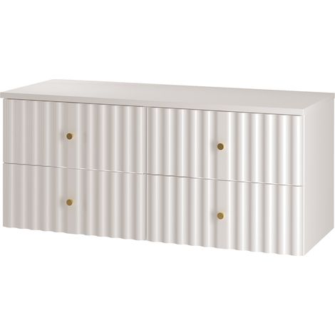 Waschtischunterschrank 120 cm breit inkl. Waschtischplatte in weiß matt AQUINO-140 (1/5)