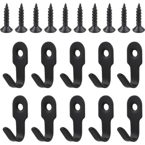 10 pezzi ganci singoli appendiabiti da parete neri gancio in acciaio inox retrò mini gancio a vite con 10 viti per porta, parete, bagno, cucina (1/5)