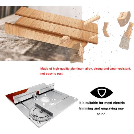 Plaque d'insertion pour table de défonceuse, gabarits en alliage d'aluminium avec échelle claire pour le travail du bois