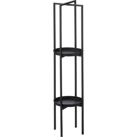 Étagère ronde à poser en noir avec 2 tablettes - environ 100 cm