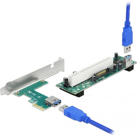 Tarjeta Riser PCI Express x1 a 1 x PCI 32 Bit ranura con cable de 60 cm