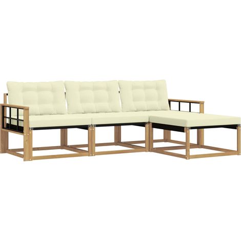 Set di divani da esterno 4 pz Bianco e Crema vidaXL (1/5)