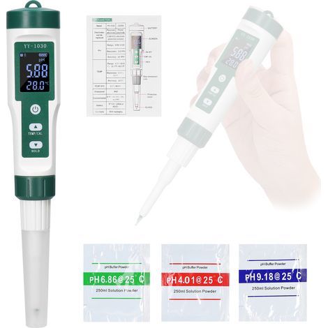 pH-mètre numérique pour aliments, pH-mètre pour pâte à pain, pH-mètre pour fromages et cosmétiques, pH-mètre pour sols et substrats (1/5)