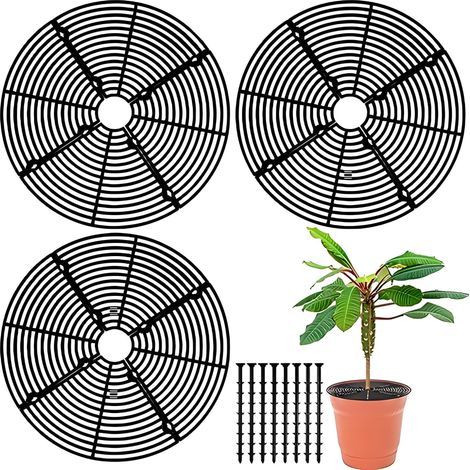 Protector de plantas/tierra de 3 piezas con abertura central (negro, 11,8 pulgadas) (1/5)