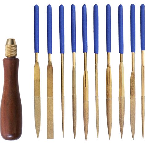 Ensemble de limes métalliques et à poignée ronde, 11 pièces, avec revêtement en diamant, pour le polissage du plastique et de la pierre de verre, meulage (1/5)