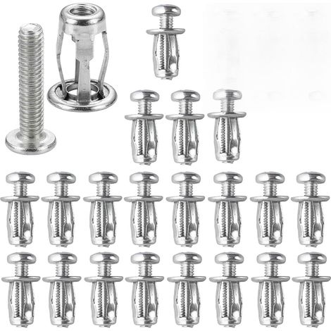 20 Stück M4x20mm Hohlwanddübel Set Mit Cheville Parpaing Creux Und Cheville Brique Creuse, Für Trockenbau Und Dünne Materialien Aus Kohlenstahl Verzinkt (1/5)